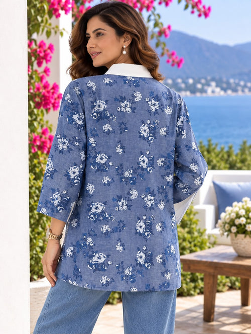 Blue Blossom Patchwork Shirt